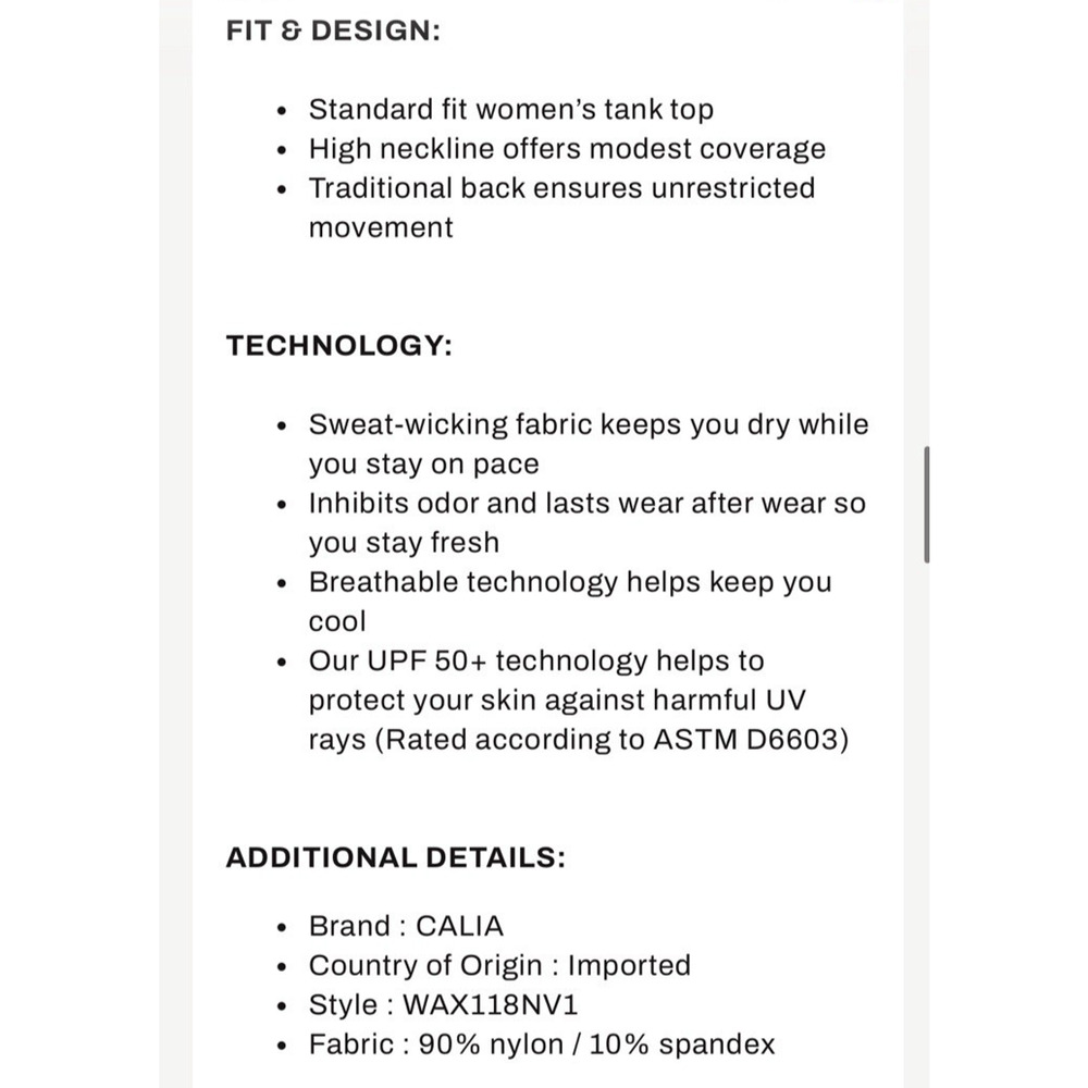 Calia By Carrie Underwood Renew Tank Top Womens XXL Black Breathable Muscle Tee - Picture 11 of 14